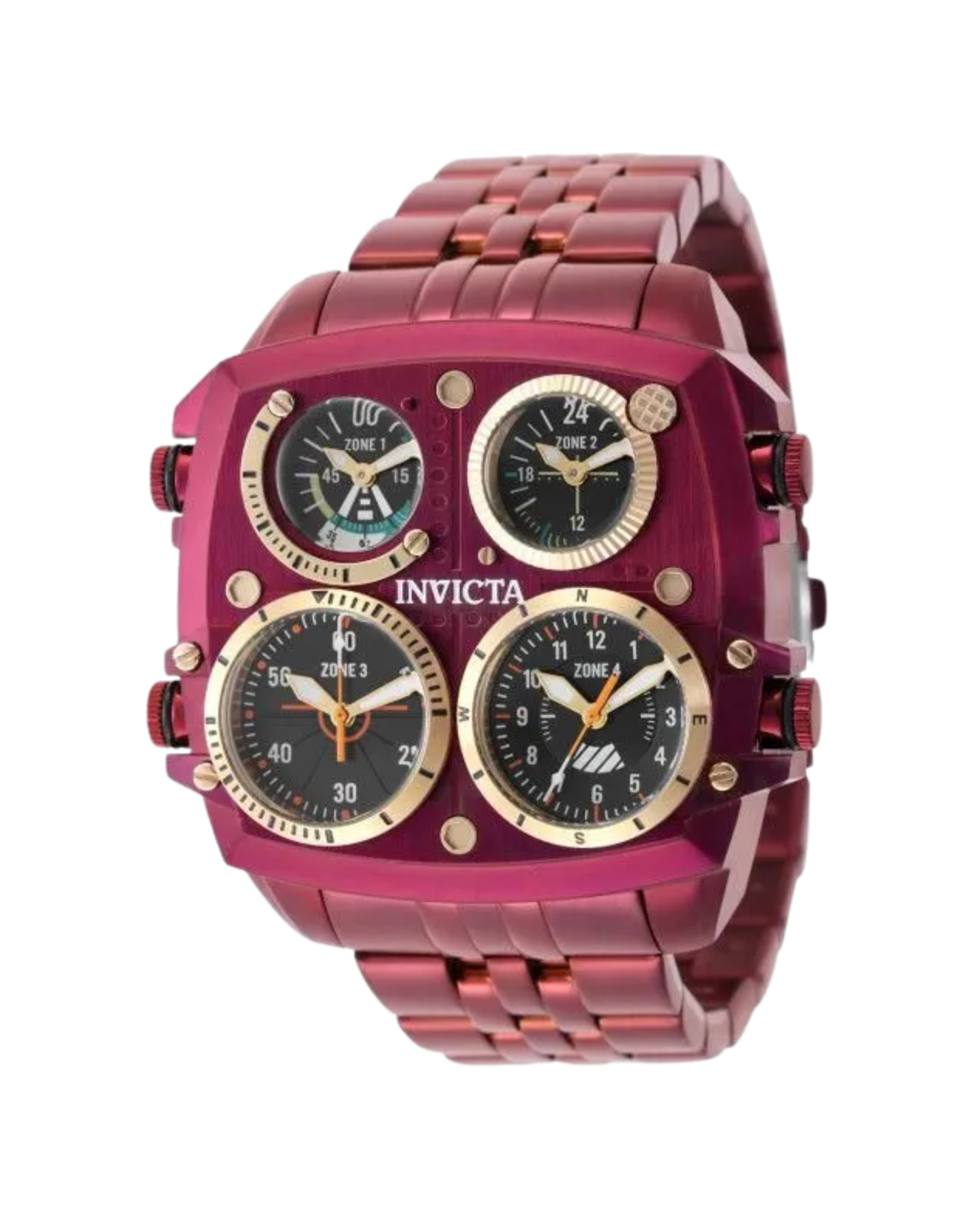 Invicta Aviator Zulu Time Men's Watch - 50mm, Burgundy